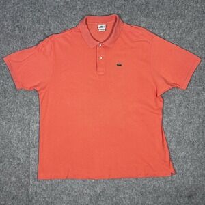 Lacoste Polo Shirt Mens 9 Pink Orange Casual Crocodile Logo Short Sleeve Preppy